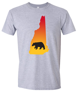 Short Sleeve T-Shirt New Hampshire Athletic Heather Black Bear Vibrant Design High Quality Tight Knit Ring Spun Low Maintenance Cotton Printed With The Newest Available Color Transfer Technology