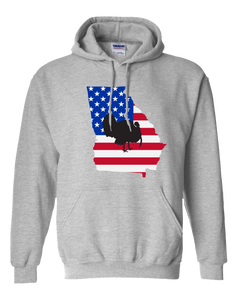 Pullover Hooded Sweatshirt Georgia Athletic Heather Turkey Vibrant Design High Quality Tight Knit Ring Spun Low Maintenance Cotton Printed With The Newest Available Color Transfer Technology