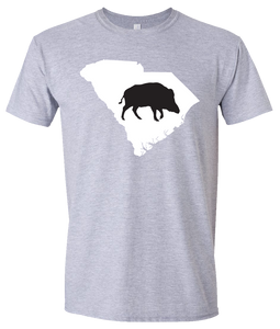 Short Sleeve T-Shirt South Carolina Athletic Heather Wild Hog Vibrant Design High Quality Tight Knit Ring Spun Low Maintenance Cotton Printed With The Newest Available Color Transfer Technology