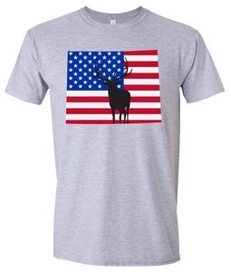 Short Sleeve T-Shirt Wyoming Athletic Heather Elk Vibrant Design High Quality Tight Knit Ring Spun Low Maintenance Cotton Printed With The Newest Available Color Transfer Technology