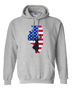 Pullover Hooded Sweatshirt Illinois Athletic Heather Whitetail Deer Vibrant Design High Quality Tight Knit Ring Spun Low Maintenance Cotton Printed With The Newest Available Color Transfer Technology