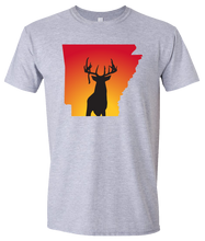 Load image into Gallery viewer, Short Sleeve T-Shirt Arkansas Athletic Heather Whitetail Deer Vibrant Design High Quality Tight Knit Ring Spun Low Maintenance Cotton Printed With The Newest Available Color Transfer Technology