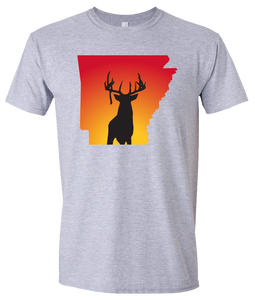 Short Sleeve T-Shirt Arkansas Athletic Heather Whitetail Deer Vibrant Design High Quality Tight Knit Ring Spun Low Maintenance Cotton Printed With The Newest Available Color Transfer Technology