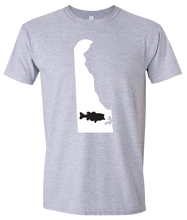 Load image into Gallery viewer, Short Sleeve T-Shirt Delaware Athletic Heather Large Mouth Bass Vibrant Design High Quality Tight Knit Ring Spun Low Maintenance Cotton Printed With The Newest Available Color Transfer Technology