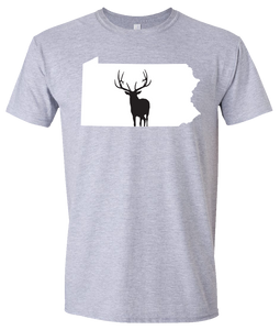Short Sleeve T-Shirt Pennsylvania Athletic Heather Elk Vibrant Design High Quality Tight Knit Ring Spun Low Maintenance Cotton Printed With The Newest Available Color Transfer Technology