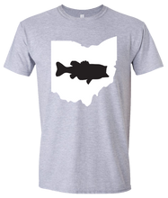 Load image into Gallery viewer, Short Sleeve T-Shirt Ohio Athletic Heather Large Mouth Bass Vibrant Design High Quality Tight Knit Ring Spun Low Maintenance Cotton Printed With The Newest Available Color Transfer Technology