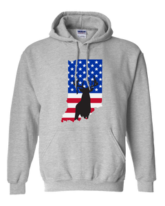 Pullover Hooded Sweatshirt Indiana Athletic Heather Whitetail Deer Vibrant Design High Quality Tight Knit Ring Spun Low Maintenance Cotton Printed With The Newest Available Color Transfer Technology