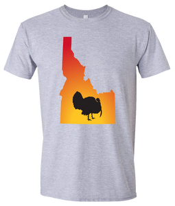 Short Sleeve T-Shirt Idaho Athletic Heather Turkey Vibrant Design High Quality Tight Knit Ring Spun Low Maintenance Cotton Printed With The Newest Available Color Transfer Technology