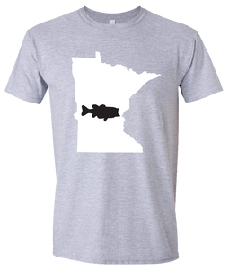 Short Sleeve T-Shirt Minnesota Athletic Heather Large Mouth Bass Vibrant Design High Quality Tight Knit Ring Spun Low Maintenance Cotton Printed With The Newest Available Color Transfer Technology