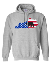 Load image into Gallery viewer, Pullover Hooded Sweatshirt Kentucky Athletic Heather Black Bear Vibrant Design High Quality Tight Knit Ring Spun Low Maintenance Cotton Printed With The Newest Available Color Transfer Technology