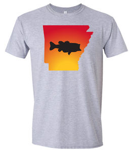 Short Sleeve T-Shirt Arkansas Athletic Heather Large Mouth Bass Vibrant Design High Quality Tight Knit Ring Spun Low Maintenance Cotton Printed With The Newest Available Color Transfer Technology