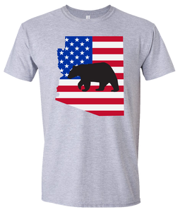 Short Sleeve T-Shirt Arizona Athletic Heather Black Bear Vibrant Design High Quality Tight Knit Ring Spun Low Maintenance Cotton Printed With The Newest Available Color Transfer Technology