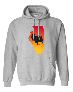 Pullover Hooded Sweatshirt Illinois Athletic Heather Turkey Vibrant Design High Quality Tight Knit Ring Spun Low Maintenance Cotton Printed With The Newest Available Color Transfer Technology