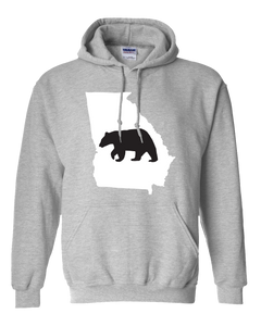 Pullover Hooded Sweatshirt Georgia Athletic Heather Black Bear Vibrant Design High Quality Tight Knit Ring Spun Low Maintenance Cotton Printed With The Newest Available Color Transfer Technology