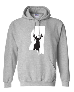 Pullover Hooded Sweatshirt Mississippi Athletic Heather Whitetail Deer Vibrant Design High Quality Tight Knit Ring Spun Low Maintenance Cotton Printed With The Newest Available Color Transfer Technology