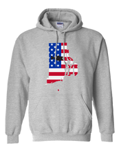 Load image into Gallery viewer, Pullover Hooded Sweatshirt Rhode Island Athletic Heather Large Mouth Bass Vibrant Design High Quality Tight Knit Ring Spun Low Maintenance Cotton Printed With The Newest Available Color Transfer Technology