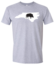 Load image into Gallery viewer, Short Sleeve T-Shirt North Carolina Athletic Heather Wild Hog Vibrant Design High Quality Tight Knit Ring Spun Low Maintenance Cotton Printed With The Newest Available Color Transfer Technology