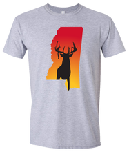 Load image into Gallery viewer, Short Sleeve T-Shirt Mississippi Athletic Heather Whitetail Deer Vibrant Design High Quality Tight Knit Ring Spun Low Maintenance Cotton Printed With The Newest Available Color Transfer Technology