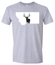 Load image into Gallery viewer, Short Sleeve T-Shirt Montana Athletic Heather Elk Vibrant Design High Quality Tight Knit Ring Spun Low Maintenance Cotton Printed With The Newest Available Color Transfer Technology
