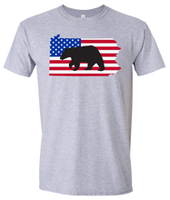 Load image into Gallery viewer, Short Sleeve T-Shirt Pennsylvania Athletic Heather Black Bear Vibrant Design High Quality Tight Knit Ring Spun Low Maintenance Cotton Printed With The Newest Available Color Transfer Technology