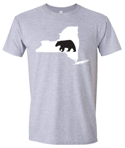 Short Sleeve T-Shirt New York Athletic Heather Black Bear Vibrant Design High Quality Tight Knit Ring Spun Low Maintenance Cotton Printed With The Newest Available Color Transfer Technology