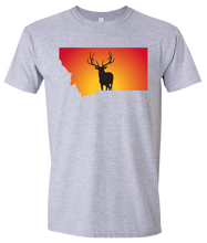 Load image into Gallery viewer, Short Sleeve T-Shirt Montana Athletic Heather Elk Vibrant Design High Quality Tight Knit Ring Spun Low Maintenance Cotton Printed With The Newest Available Color Transfer Technology