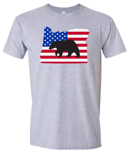 Load image into Gallery viewer, Short Sleeve T-Shirt Oregon Athletic Heather Black Bear Vibrant Design High Quality Tight Knit Ring Spun Low Maintenance Cotton Printed With The Newest Available Color Transfer Technology