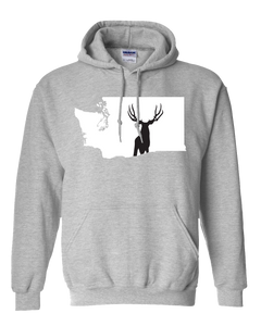 Pullover Hooded Sweatshirt Washington Athletic Heather Mule Deer Vibrant Design High Quality Tight Knit Ring Spun Low Maintenance Cotton Printed With The Newest Available Color Transfer Technology