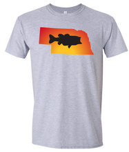 Load image into Gallery viewer, Short Sleeve T-Shirt Nebraska Athletic Heather Large Mouth Bass Vibrant Design High Quality Tight Knit Ring Spun Low Maintenance Cotton Printed With The Newest Available Color Transfer Technology
