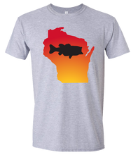 Load image into Gallery viewer, Short Sleeve T-Shirt Wisconsin Athletic Heather Large Mouth Bass Vibrant Design High Quality Tight Knit Ring Spun Low Maintenance Cotton Printed With The Newest Available Color Transfer Technology
