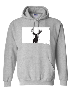 Pullover Hooded Sweatshirt South Dakota Athletic Heather Mule Deer Vibrant Design High Quality Tight Knit Ring Spun Low Maintenance Cotton Printed With The Newest Available Color Transfer Technology