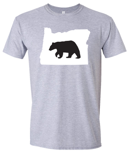 Short Sleeve T-Shirt Oregon Athletic Heather Black Bear Vibrant Design High Quality Tight Knit Ring Spun Low Maintenance Cotton Printed With The Newest Available Color Transfer Technology