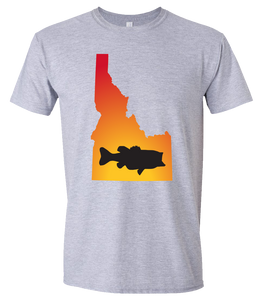 Short Sleeve T-Shirt Idaho Athletic Heather Large Mouth Bass Vibrant Design High Quality Tight Knit Ring Spun Low Maintenance Cotton Printed With The Newest Available Color Transfer Technology