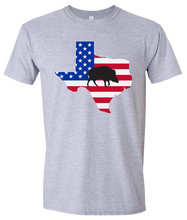 Load image into Gallery viewer, Short Sleeve T-Shirt Texas Athletic Heather Wild Hog Vibrant Design High Quality Tight Knit Ring Spun Low Maintenance Cotton Printed With The Newest Available Color Transfer Technology