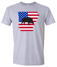 Load image into Gallery viewer, Short Sleeve T-Shirt Arkansas Athletic Heather Wild Hog Vibrant Design High Quality Tight Knit Ring Spun Low Maintenance Cotton Printed With The Newest Available Color Transfer Technology