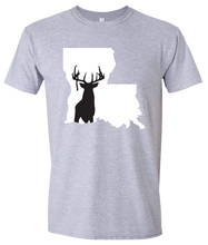 Load image into Gallery viewer, Short Sleeve T-Shirt Louisiana Athletic Heather Whitetail Deer Vibrant Design High Quality Tight Knit Ring Spun Low Maintenance Cotton Printed With The Newest Available Color Transfer Technology