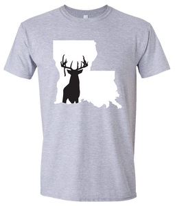 Short Sleeve T-Shirt Louisiana Athletic Heather Whitetail Deer Vibrant Design High Quality Tight Knit Ring Spun Low Maintenance Cotton Printed With The Newest Available Color Transfer Technology