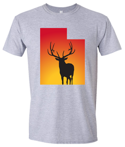 Short Sleeve T-Shirt Utah Athletic Heather Elk Vibrant Design High Quality Tight Knit Ring Spun Low Maintenance Cotton Printed With The Newest Available Color Transfer Technology