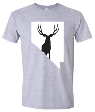 Load image into Gallery viewer, Short Sleeve T-Shirt Nevada Athletic Heather Mule Deer Vibrant Design High Quality Tight Knit Ring Spun Low Maintenance Cotton Printed With The Newest Available Color Transfer Technology