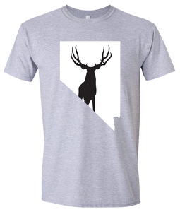 Short Sleeve T-Shirt Nevada Athletic Heather Mule Deer Vibrant Design High Quality Tight Knit Ring Spun Low Maintenance Cotton Printed With The Newest Available Color Transfer Technology