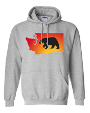 Load image into Gallery viewer, Pullover Hooded Sweatshirt Washington Athletic Heather Black Bear Vibrant Design High Quality Tight Knit Ring Spun Low Maintenance Cotton Printed With The Newest Available Color Transfer Technology
