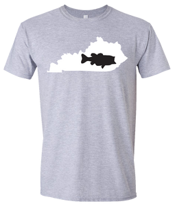 Short Sleeve T-Shirt Kentucky Athletic Heather Large Mouth Bass Vibrant Design High Quality Tight Knit Ring Spun Low Maintenance Cotton Printed With The Newest Available Color Transfer Technology