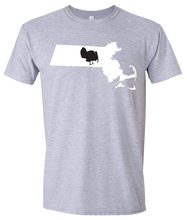 Load image into Gallery viewer, Short Sleeve T-Shirt Massachusetts Athletic Heather Turkey Vibrant Design High Quality Tight Knit Ring Spun Low Maintenance Cotton Printed With The Newest Available Color Transfer Technology