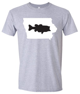 Short Sleeve T-Shirt Iowa Athletic Heather Large Mouth Bass Vibrant Design High Quality Tight Knit Ring Spun Low Maintenance Cotton Printed With The Newest Available Color Transfer Technology
