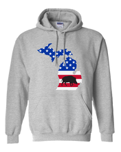 Load image into Gallery viewer, Pullover Hooded Sweatshirt Michigan Athletic Heather Wild Hog Vibrant Design High Quality Tight Knit Ring Spun Low Maintenance Cotton Printed With The Newest Available Color Transfer Technology