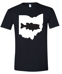 Short Sleeve T-Shirt Ohio Black Large Mouth Bass Vibrant Design High Quality Tight Knit Ring Spun Low Maintenance Cotton Printed With The Newest Available Color Transfer Technology