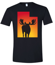 Load image into Gallery viewer, Short Sleeve T-Shirt Utah Black Moose Vibrant Design High Quality Tight Knit Ring Spun Low Maintenance Cotton Printed With The Newest Available Color Transfer Technology