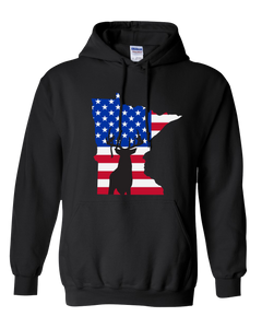 Pullover Hooded Sweatshirt Minnesota Black Whitetail Deer Vibrant Design High Quality Tight Knit Ring Spun Low Maintenance Cotton Printed With The Newest Available Color Transfer Technology