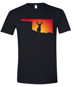 Short Sleeve T-Shirt Oklahoma Black Whitetail Deer Vibrant Design High Quality Tight Knit Ring Spun Low Maintenance Cotton Printed With The Newest Available Color Transfer Technology