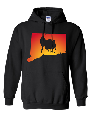 Pullover Hooded Sweatshirt Connecticut Black Turkey Vibrant Design High Quality Tight Knit Ring Spun Low Maintenance Cotton Printed With The Newest Available Color Transfer Technology